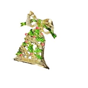 CHRISTMAS  BELL VINTAGE GERRY  SIGNED BROOCH‎